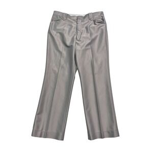 vtg Western Pants 36x28 Silver Metallic Knit Cowboy Rodeo Bootcut Pearl Snap